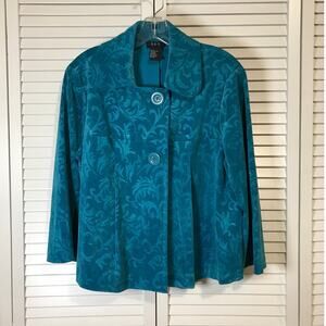R.Q.T Vintage Blue Corduroy Collared ¾ Sleeve Swing Jacket L
